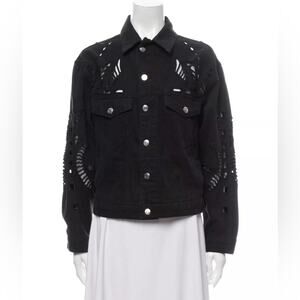 IRO Paris Black Denim Laser Cut Embroidery Jacket size:40